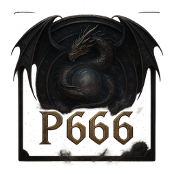 P666 logo. The P666 brand name is displayed in bold typography on a dark gradient background with gold accents, conveying a premium casino aesthetic for online gaming.