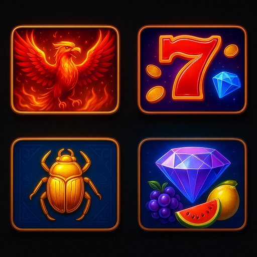 Colorful slot game thumbnails on a dark casino backdrop inviting players to explore high volatility slots with P666